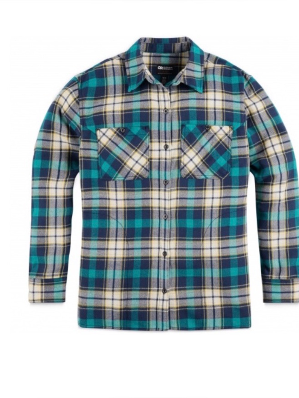Outdoor Research with Pockets Blue/Green Flannel Shirt Small Petite S/P